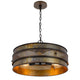 3 Light Chandelier | Industrial Drum Design | Aged Bronze Patina | 20"