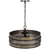 3 Light Chandelier | Industrial Drum Design | Aged Bronze Patina | 20"