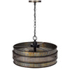 3 Light Chandelier | Industrial Drum Design | Aged Bronze Patina | 20"