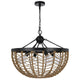 4-Light Dome Style Pendant Chandelier | Burlap Rope | 25" Black