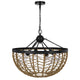 4-Light Dome Style Pendant Chandelier | Burlap Rope | 25" Black
