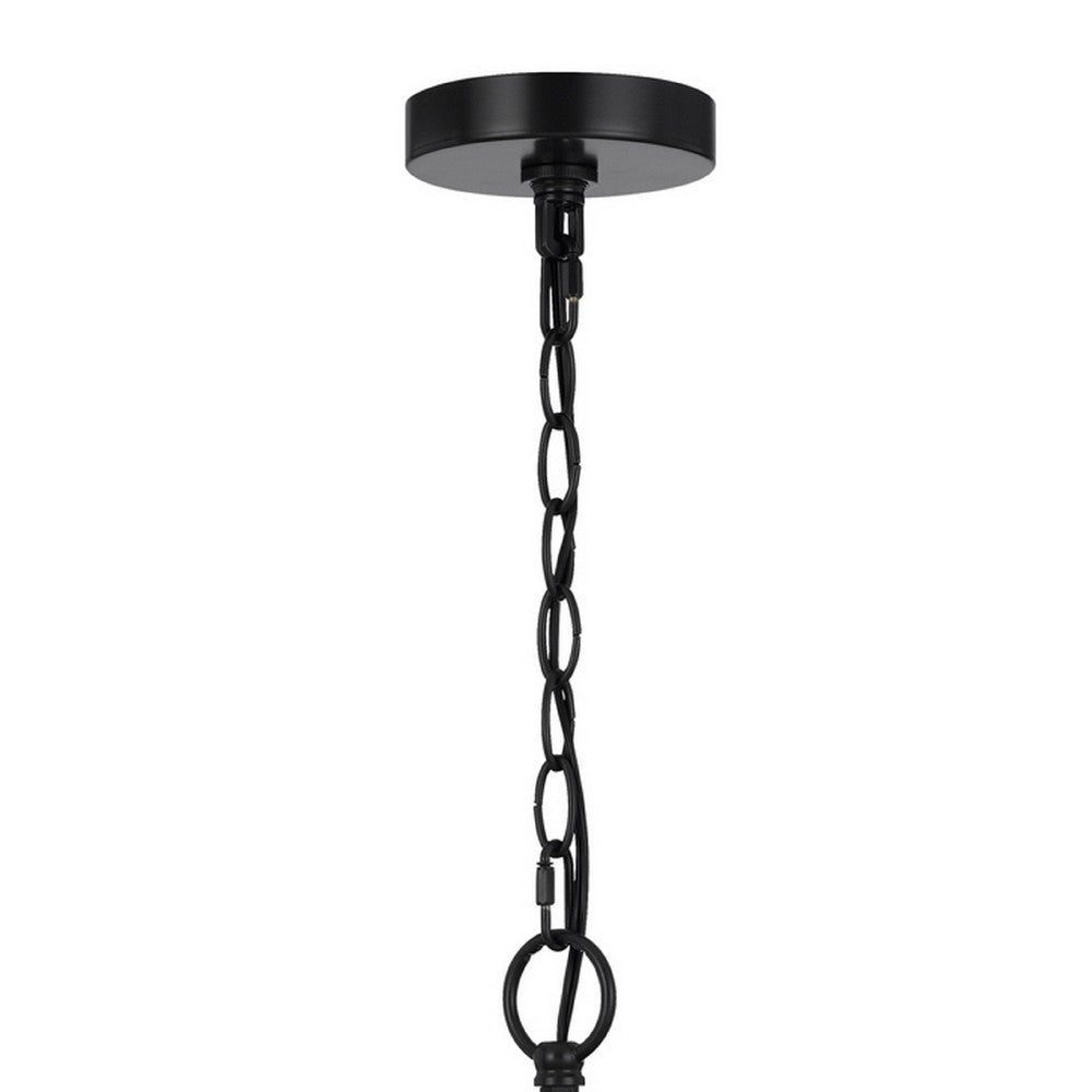 4-Light Dome Style Pendant Chandelier | Burlap Rope | 25" Black