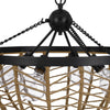 4-Light Dome Style Pendant Chandelier | Burlap Rope | 25" Black