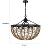 4-Light Dome Style Pendant Chandelier | Burlap Rope | 25" Black
