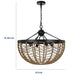 4-Light Dome Style Pendant Chandelier | Burlap Rope | 25" Black