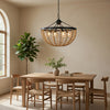 4-Light Dome Style Pendant Chandelier | Burlap Rope | 25" Black