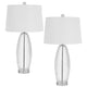 Table Lamp Set of 2 | Bullet Shaped Clear Glass | Off White Drum Shade