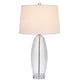 Table Lamp Set of 2 | Bullet Shaped Clear Glass | Off White Drum Shade