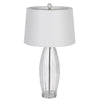 Table Lamp Set of 2 | Bullet Shaped Clear Glass | Off White Drum Shade