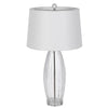 Table Lamp Set of 2 | Bullet Shaped Clear Glass | Off White Drum Shade