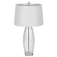 Table Lamp Set of 2 | Bullet Shaped Clear Glass | Off White Drum Shade