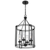 4-Light Chandelier with Clear Glass Shades | 26" Black Round Cage