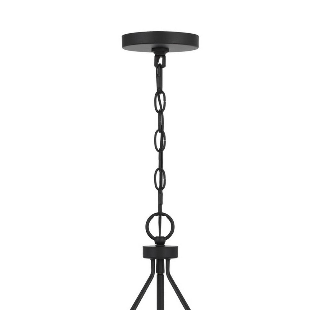 4-Light Chandelier with Clear Glass Shades | 26" Black Round Cage