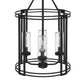 4-Light Chandelier with Clear Glass Shades | 26" Black Round Cage