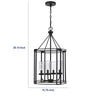 4-Light Chandelier with Clear Glass Shades | 26" Black Round Cage