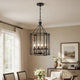 4-Light Chandelier with Clear Glass Shades | 26" Black Round Cage