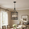 4-Light Chandelier with Clear Glass Shades | 26" Black Round Cage