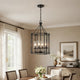 4-Light Chandelier with Clear Glass Shades | 26" Black Round Cage
