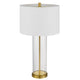 Table Lamp Set of 2 | Off White Shade | Round Glass Base | Brass Accents