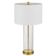 Table Lamp Set of 2 | Off White Shade | Round Glass Base | Brass Accents