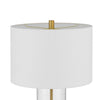 Table Lamp Set of 2 | Off White Shade | Round Glass Base | Brass Accents