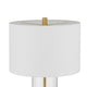 Table Lamp Set of 2 | Off White Shade | Round Glass Base | Brass Accents