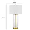 Table Lamp Set of 2 | Off White Shade | Round Glass Base | Brass Accents
