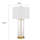 Table Lamp Set of 2 | Off White Shade | Round Glass Base | Brass Accents