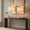 Table Lamp Set of 2 | Off White Shade | Round Glass Base | Brass Accents