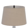 Table Lamp | Oatmeal Linen Shade | Frosted White Glass with Black Mesh