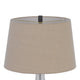 Table Lamp | Oatmeal Linen Shade | Frosted White Glass with Black Mesh