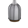 Table Lamp | Oatmeal Linen Shade | Frosted White Glass with Black Mesh