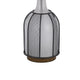 Table Lamp | Oatmeal Linen Shade | Frosted White Glass with Black Mesh