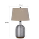 Table Lamp | Oatmeal Linen Shade | Frosted White Glass with Black Mesh