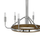 6-Light Candelabra Chandelier with LED | Chrome & Oak Wood | 26"