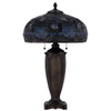 Table Lamp with Pull Chain | Blue Tiffany Stained Glass | 26" Dark Bronze