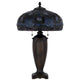 Table Lamp with Pull Chain | Blue Tiffany Stained Glass | 26" Dark Bronze