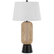 Table Lamp with LED Light | White Shade | Modern Brown Wicker | 30"