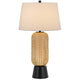 Table Lamp with LED Light | White Shade | Modern Brown Wicker | 30"
