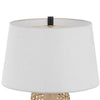 Table Lamp with LED Light | White Shade | Modern Brown Wicker | 30"