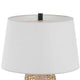 Table Lamp with LED Light | White Shade | Modern Brown Wicker | 30"