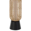 Table Lamp with LED Light | White Shade | Modern Brown Wicker | 30"