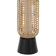 Table Lamp with LED Light | White Shade | Modern Brown Wicker | 30"