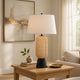 Table Lamp with LED Light | White Shade | Modern Brown Wicker | 30"