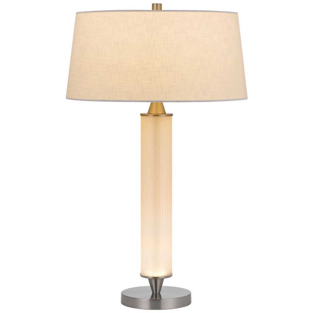 Table Lamp with LED Light | White Shade | Fluted Frosted Glass | 30"