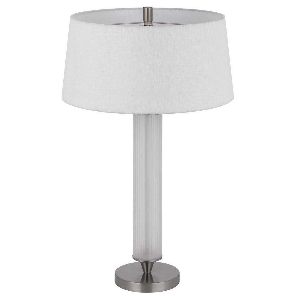 Table Lamp with LED Light | White Shade | Fluted Frosted Glass | 30"