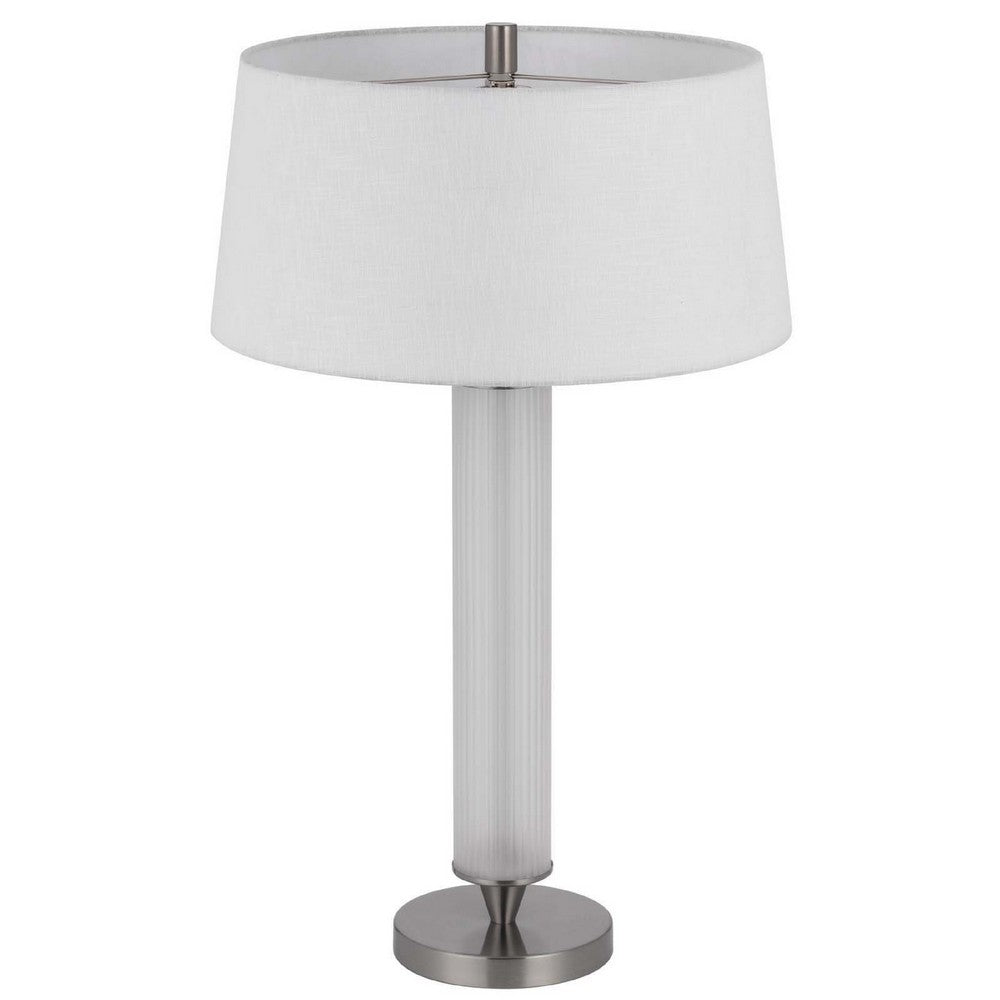 Table Lamp with LED Light | White Shade | Fluted Frosted Glass | 30"