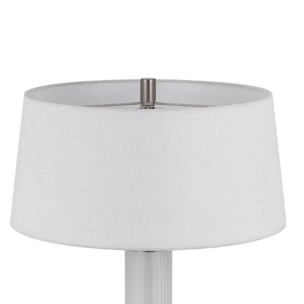 Table Lamp with LED Light | White Shade | Fluted Frosted Glass | 30"