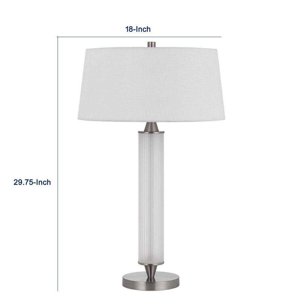 Table Lamp with LED Light | White Shade | Fluted Frosted Glass | 30"