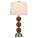 Table Lamp Set of 2 | Off White Shade | Stacked Bead Base 28" Brushed Steel
